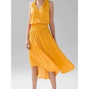 White House Black Market Yellow High Low Skirt
